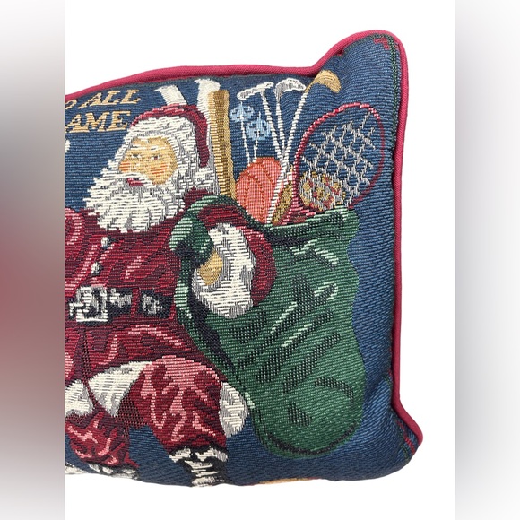 Christmas Holiday Embroidered Sports Santa Throw Pillow - Picture 4 of 5